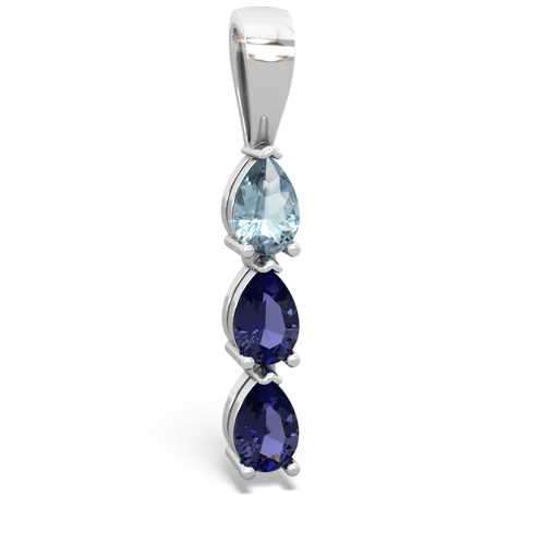 aquamarine-lab sapphire three stone pendant