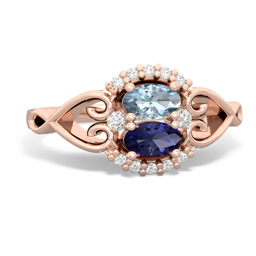 Aquamarine Genuine Aquamarine with Lab Created Sapphire Love Nest ring Ring