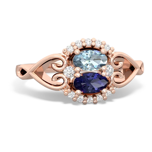 aquamarine-lab sapphire antique keepsake ring