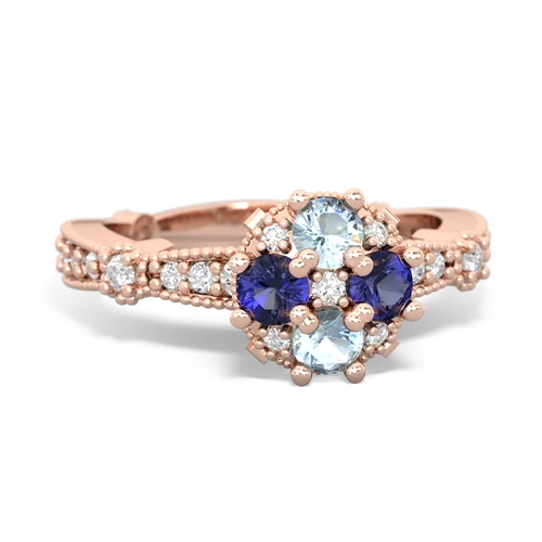 aquamarine-lab sapphire art deco engagement ring