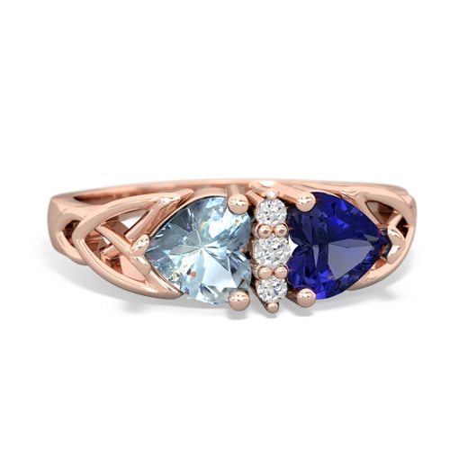 aquamarine-lab sapphire celtic ring