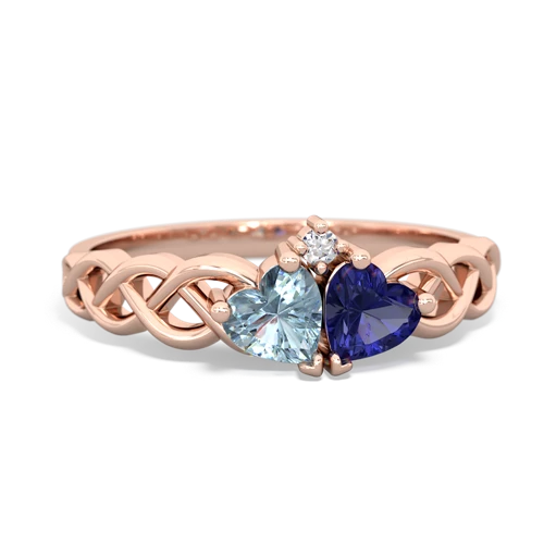 aquamarine-lab sapphire celtic braid ring