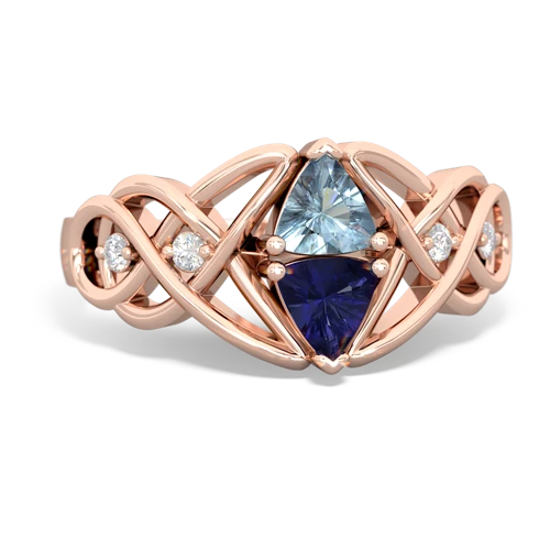 Aquamarine Genuine Aquamarine with Lab Created Sapphire Keepsake Celtic Knot ring Ring