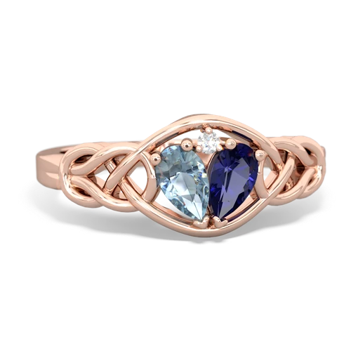 Aquamarine Genuine Aquamarine with Lab Created Sapphire Celtic Love Knot ring Ring