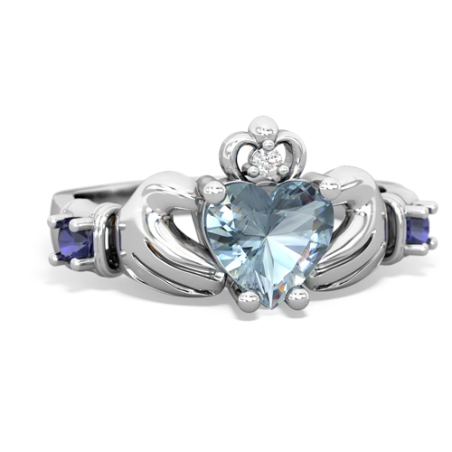 Aquamarine Genuine Aquamarine with Lab Created Sapphire and  Claddagh ring Ring