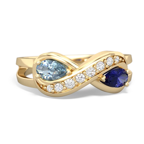 Aquamarine Genuine Aquamarine with Lab Created Sapphire Diamond Infinity ring Ring
