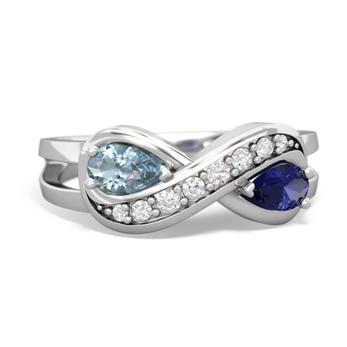 aquamarine-lab sapphire diamond infinity ring