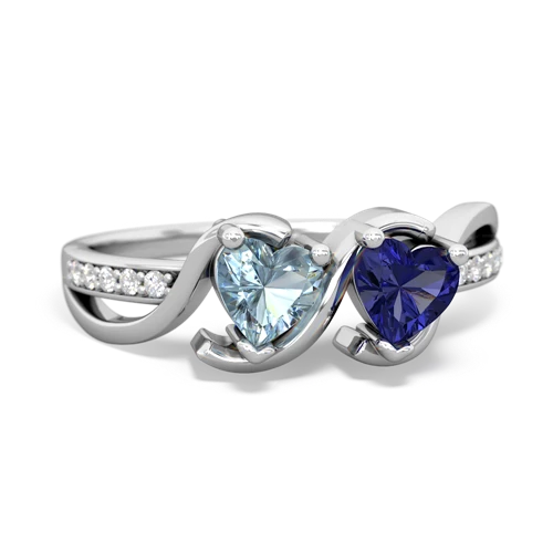 Aquamarine Genuine Aquamarine with Lab Created Sapphire Side by Side ring Ring