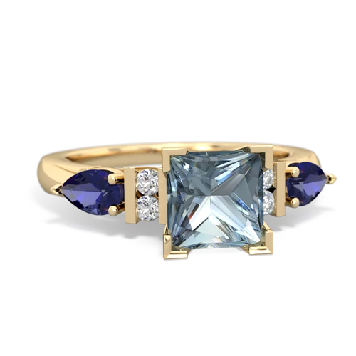 Aquamarine Genuine Aquamarine with Lab Created Sapphire and Lab Created Pink Sapphire Engagement ring Ring