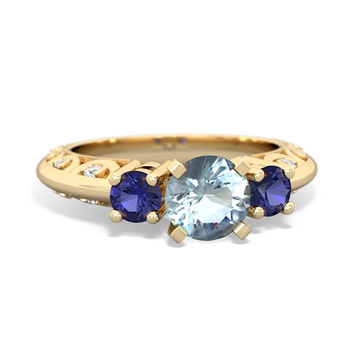Aquamarine Genuine Aquamarine with Lab Created Sapphire Art Deco ring Ring