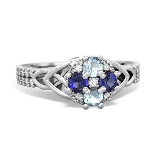 Aquamarine Genuine Aquamarine with Lab Created Sapphire Celtic Knot Engagement ring Ring