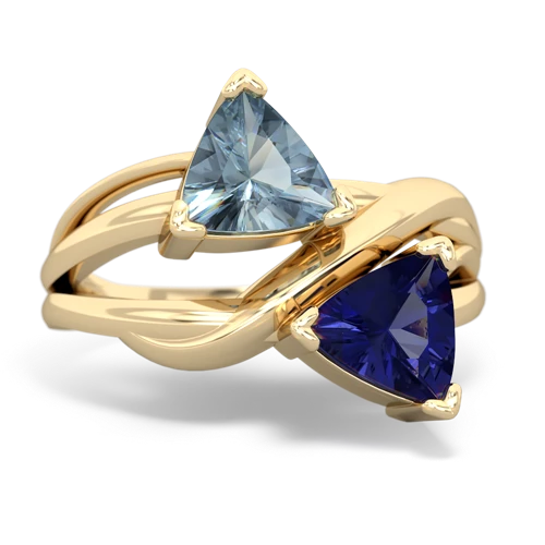 aquamarine-lab sapphire filligree ring