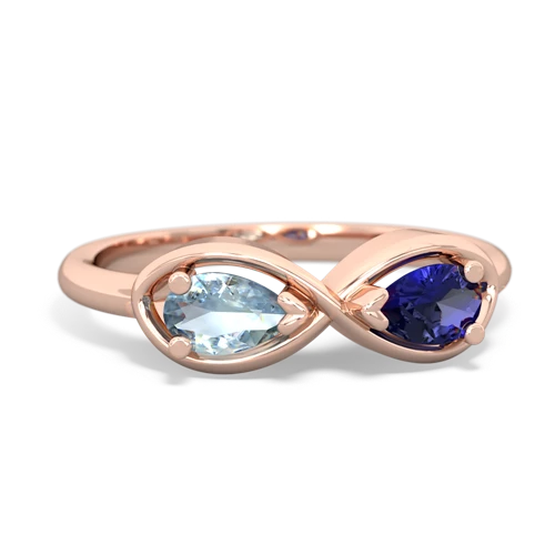 aquamarine-lab sapphire infinity ring