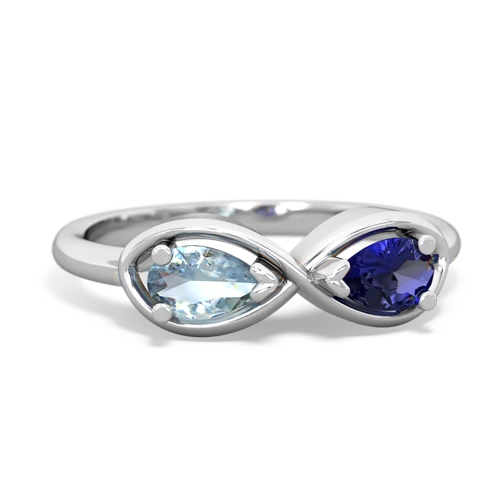 aquamarine-lab sapphire infinity ring