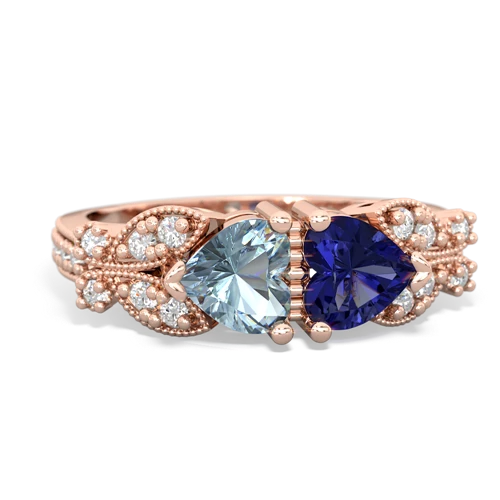aquamarine-lab sapphire keepsake butterfly ring