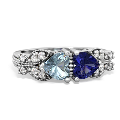 aquamarine-lab sapphire keepsake butterfly ring