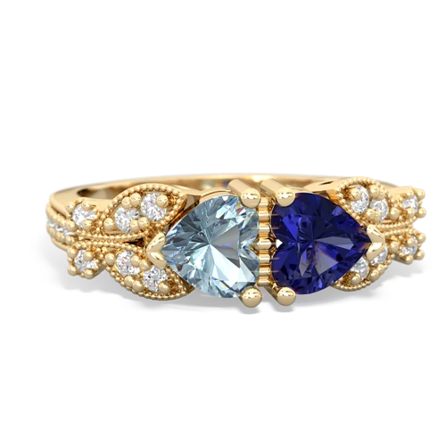 aquamarine-lab sapphire keepsake butterfly ring