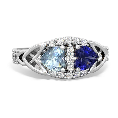 aquamarine-lab sapphire keepsake engagement ring