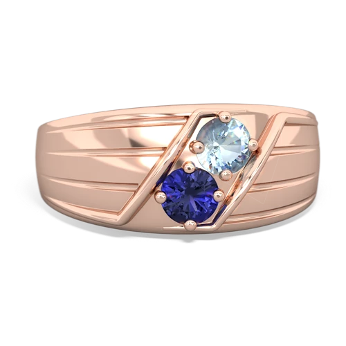 Aquamarine Genuine Aquamarine with Lab Created Sapphire Art Deco Men's ring Ring