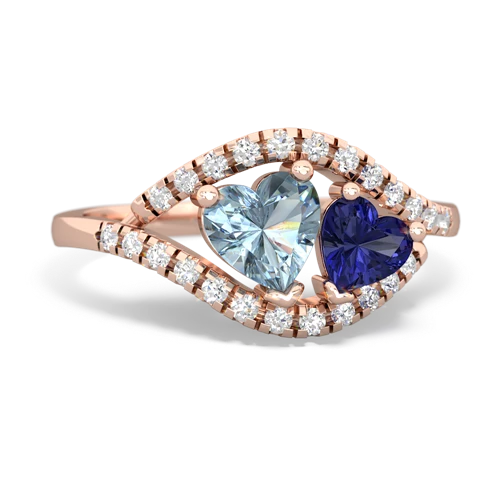 aquamarine-lab sapphire mother child ring