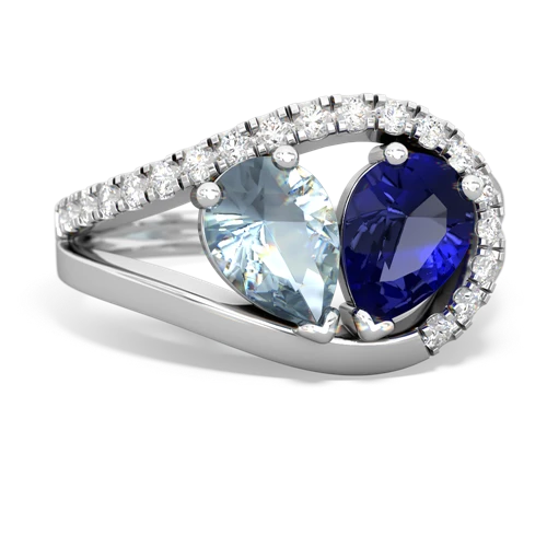 aquamarine-lab sapphire pave heart ring