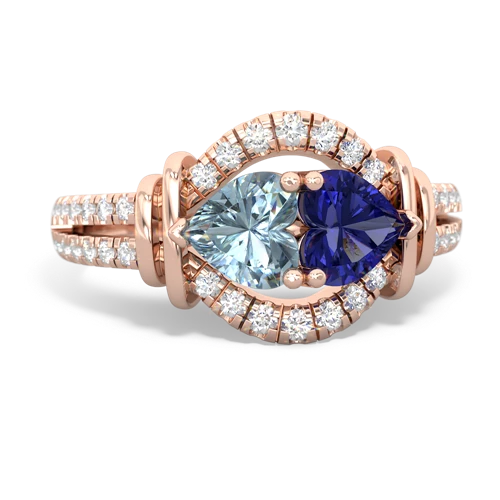 aquamarine-lab sapphire pave keepsake ring