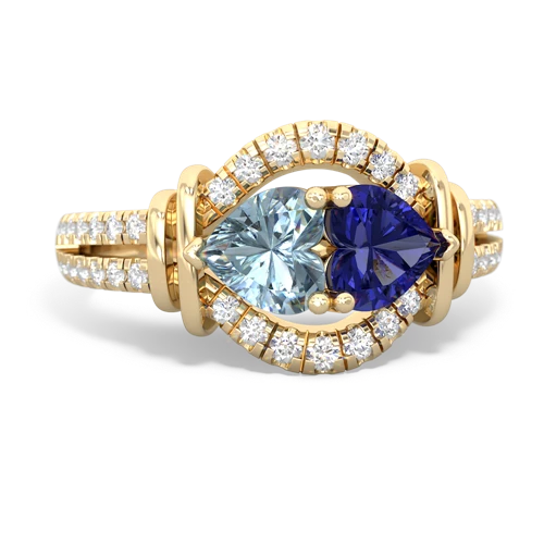 aquamarine-lab sapphire pave keepsake ring