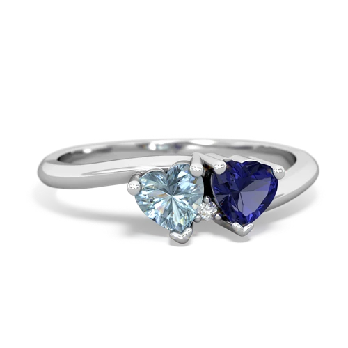 Aquamarine Genuine Aquamarine with Lab Created Sapphire Sweetheart's Promise ring Ring