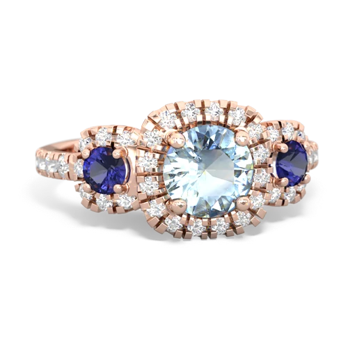 Aquamarine Genuine Aquamarine with Lab Created Sapphire and Lab Created Pink Sapphire Regal Halo ring Ring
