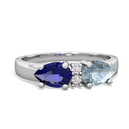 Aquamarine Genuine Aquamarine with Lab Created Sapphire Pear Bowtie ring Ring