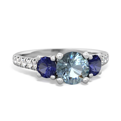 Aquamarine Genuine Aquamarine with Lab Created Sapphire and Lab Created Pink Sapphire Pave Trellis ring Ring