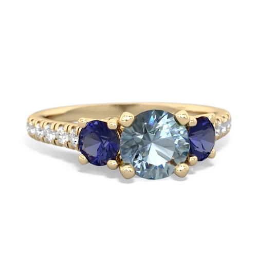 Aquamarine Genuine Aquamarine with Lab Created Sapphire and  Pave Trellis ring Ring