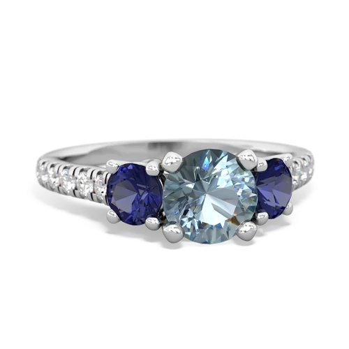 aquamarine-lab sapphire trellis pave ring