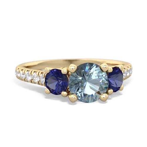 aquamarine-lab sapphire trellis pave ring