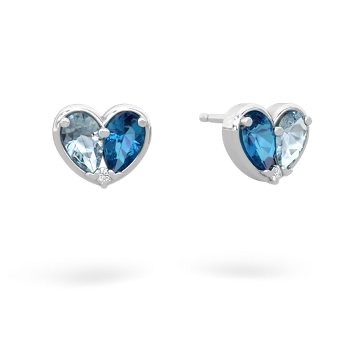 aquamarine-london topaz one heart earrings