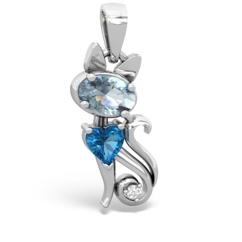 aquamarine-london topaz kitten pendant