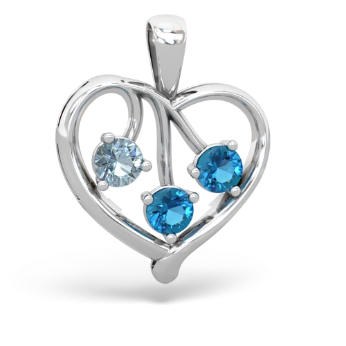 Aquamarine Genuine Aquamarine with Genuine London Blue Topaz and Genuine Fire Opal Glowing Heart pendant Pendant