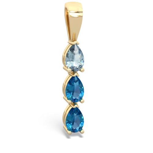 Aquamarine Genuine Aquamarine with Genuine London Blue Topaz and Genuine Fire Opal Three Stone pendant Pendant