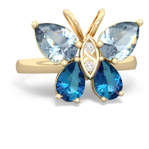 aquamarine-london topaz butterfly ring