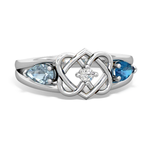 aquamarine-london topaz double heart ring