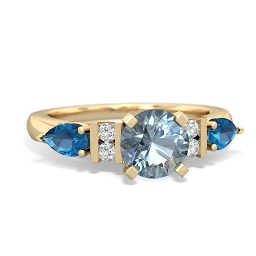 Aquamarine Genuine Aquamarine with Genuine London Blue Topaz and Genuine Emerald Engagement ring Ring