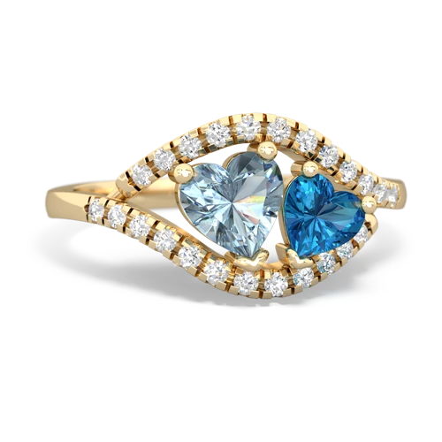 aquamarine-london topaz mother child ring