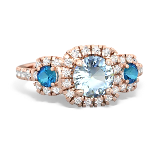 Aquamarine Genuine Aquamarine with Genuine London Blue Topaz and Lab Created Pink Sapphire Regal Halo ring Ring
