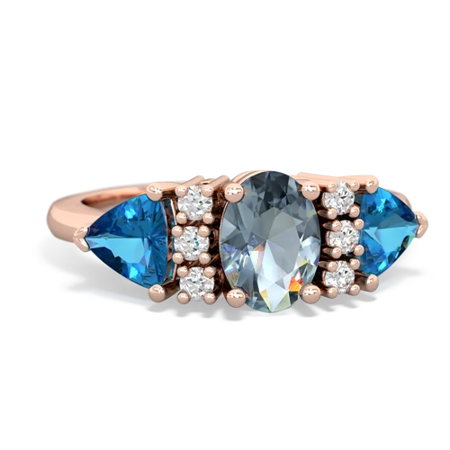 Aquamarine Genuine Aquamarine with Genuine London Blue Topaz and Genuine Emerald Antique Style Three Stone ring Ring