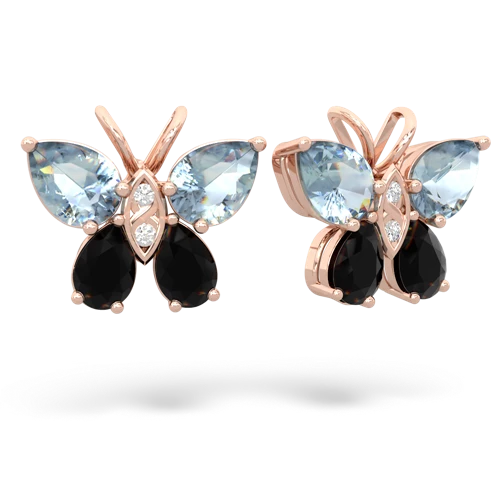 aquamarine-onyx butterfly earrings