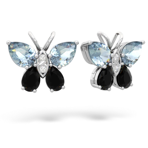 aquamarine-onyx butterfly earrings