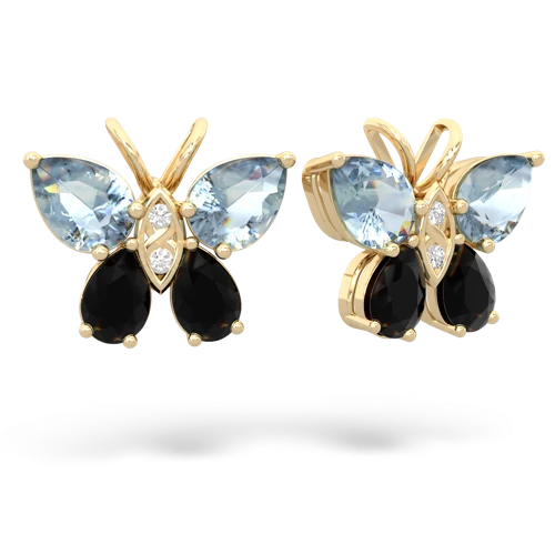 aquamarine-onyx butterfly earrings