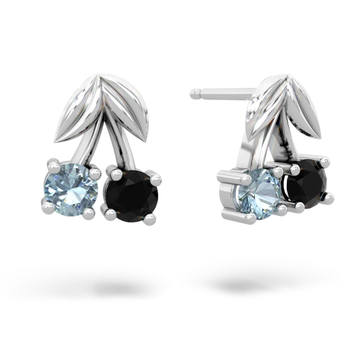aquamarine-onyx cherries earrings