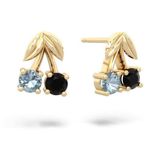 aquamarine-onyx cherries earrings