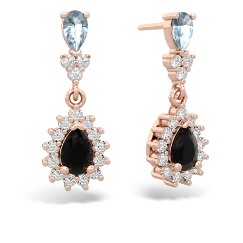 aquamarine-onyx dangle earrings